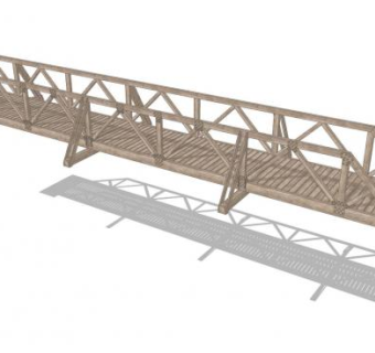 木桥小桥SU模型下载_sketchup草图大师SKP模型