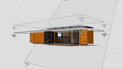 现代黄色集装箱房SU模型下载_sketchup草图大师SKP模型