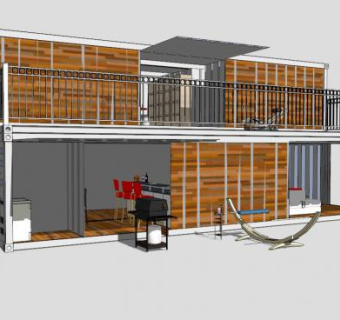 现代简约集装箱住宅SU模型下载_sketchup草图大师SKP模型