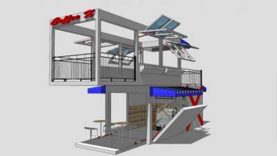 现代白色集装箱房屋设计SU模型下载_sketchup草图大师SKP模型