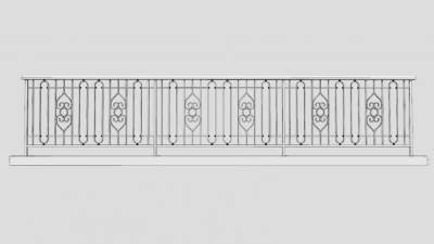 欧简铁艺护栏栏杆SU模型下载_sketchup草图大师SKP模型