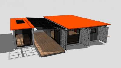 现代欧式集装箱住宅SU模型下载_sketchup草图大师SKP模型