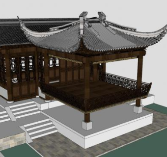 古建筑戏台SU模型下载_sketchup草图大师SKP模型