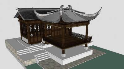 古建筑戏台SU模型下载_sketchup草图大师SKP模型