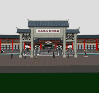 中式古建祠堂SU模型下载_sketchup草图大师SKP模型