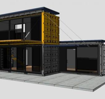 现代欧式集装箱住宅建筑SU模型下载_sketchup草图大师SKP模型