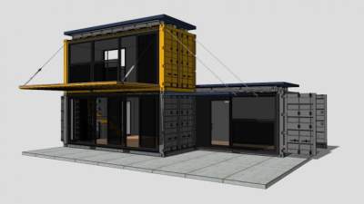 现代欧式集装箱住宅建筑SU模型下载_sketchup草图大师SKP模型