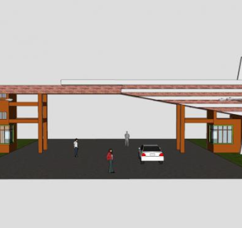 现代大学校门景观SU模型下载_sketchup草图大师SKP模型