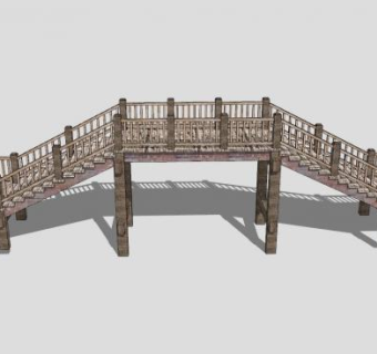 景观木桥桥梁SU模型下载_sketchup草图大师SKP模型