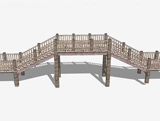 景观木桥桥梁SU模型下载_sketchup草图大师SKP模型