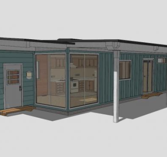 现代简约风格集装箱房设计SU模型下载_sketchup草图大师SKP模型