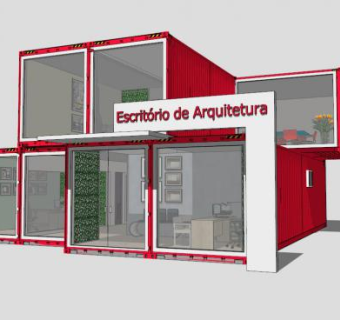 欧式简约红色集装箱住宅SU模型下载_sketchup草图大师SKP模型