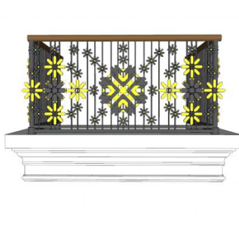 菊花阳台护栏SU模型下载_sketchup草图大师SKP模型