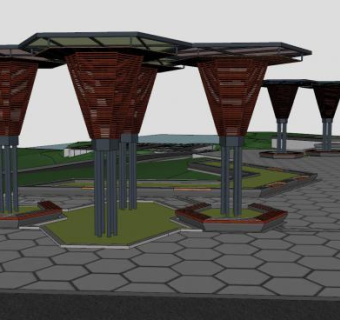 公园入口景观小品SU模型下载_sketchup草图大师SKP模型