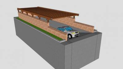 现代小区地下车库入口SU模型下载_sketchup草图大师SKP模型