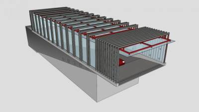 现代金属地下车库出入口SU模型下载_sketchup草图大师SKP模型