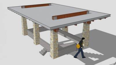 石砖地下停车场入口SU模型下载_sketchup草图大师SKP模型