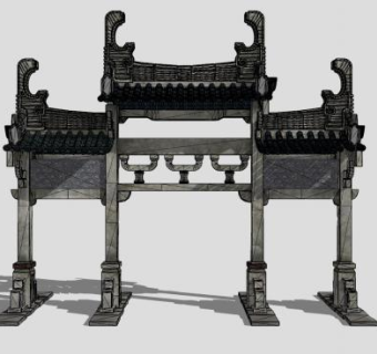 武当山牌坊SU模型下载_sketchup草图大师SKP模型