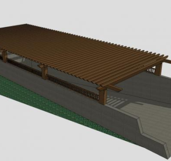 现代中式地下停车场入口SU模型下载_sketchup草图大师SKP模型