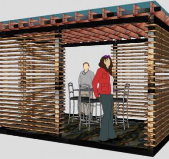 木制庭院花架SU模型下载_sketchup草图大师SKP模型