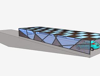 现代创意玻璃地下车库出入口SU模型下载_sketchup草图大师SKP模型