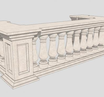 别墅阳台石栏杆SU模型下载_sketchup草图大师SKP模型