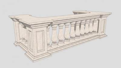 别墅阳台石栏杆SU模型下载_sketchup草图大师SKP模型