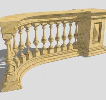 欧式弧形石栏杆SU模型下载_sketchup草图大师SKP模型