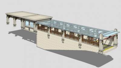 商业街地下车库出入口SU模型下载_sketchup草图大师SKP模型