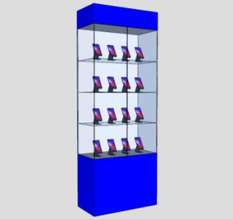 电子产品蓝色玻璃展柜SU模型下载_sketchup草图大师SKP模型