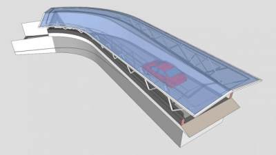 现代小区地下停车场入口SU模型下载_sketchup草图大师SKP模型