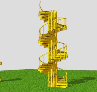 竹子搭建旋转楼梯生态楼梯SU模型下载_sketchup草图大师SKP模型