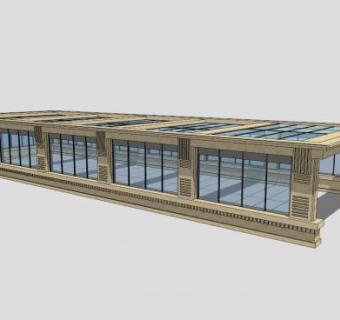 现代木质玻璃地下车库入口SU模型下载_sketchup草图大师SKP模型