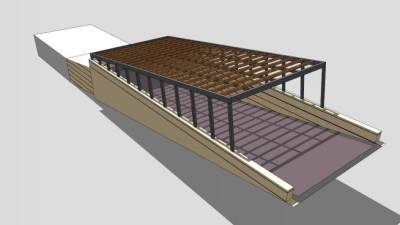 木质地下车库入口SU模型下载_sketchup草图大师SKP模型