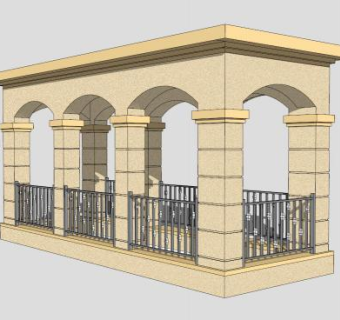 欧式小区地下车库入口SU模型下载_sketchup草图大师SKP模型
