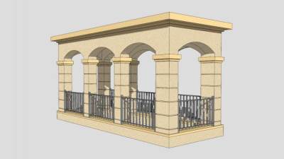 欧式小区地下车库入口SU模型下载_sketchup草图大师SKP模型