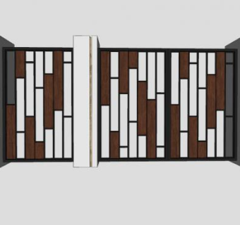 现代别墅围墙SU模型下载_sketchup草图大师SKP模型