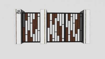 现代别墅围墙SU模型下载_sketchup草图大师SKP模型