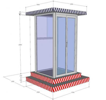 简易玻璃岗亭门卫亭站岗亭SU模型下载_sketchup草图大师SKP模型