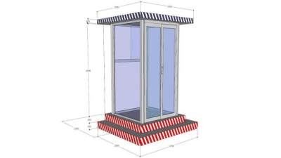 简易玻璃岗亭门卫亭站岗亭SU模型下载_sketchup草图大师SKP模型
