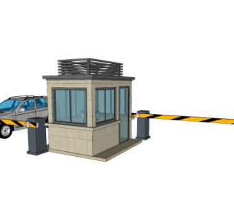 小区岗亭和道闸SU模型下载_sketchup草图大师SKP模型