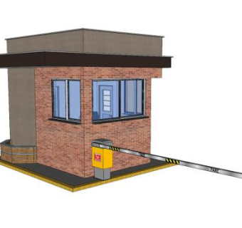 工厂入口道闸岗亭SU模型下载_sketchup草图大师SKP模型