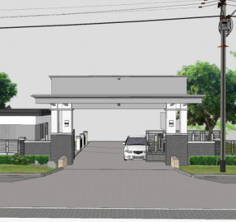 新中式小区入口岗亭门卫亭SU模型下载_sketchup草图大师SKP模型