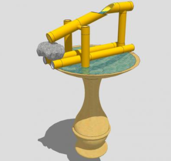 竹子水景景观小品SU模型下载_sketchup草图大师SKP模型