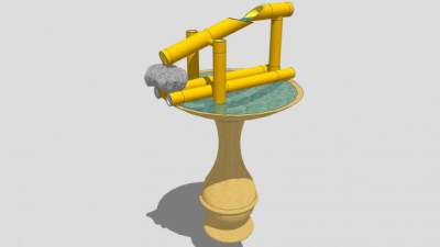 竹子水景景观小品SU模型下载_sketchup草图大师SKP模型