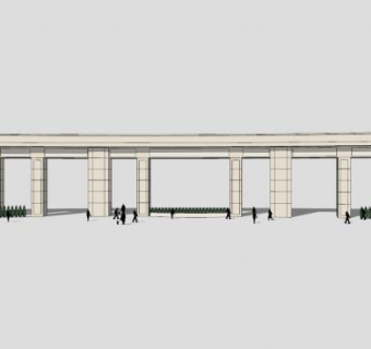 民国风格大学学校大门SU模型下载_sketchup草图大师SKP模型
