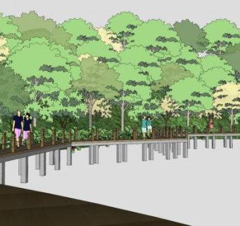 滨水景观栈道SU模型下载_sketchup草图大师SKP模型
