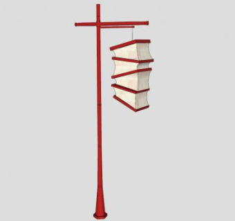 中式木制景观路灯SU模型下载_sketchup草图大师SKP模型