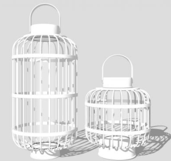 白色铁艺鸟笼SU模型下载_sketchup草图大师SKP模型