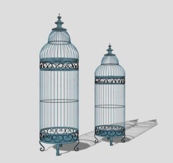 地中海蓝色鸟笼装饰品SU模型下载_sketchup草图大师SKP模型